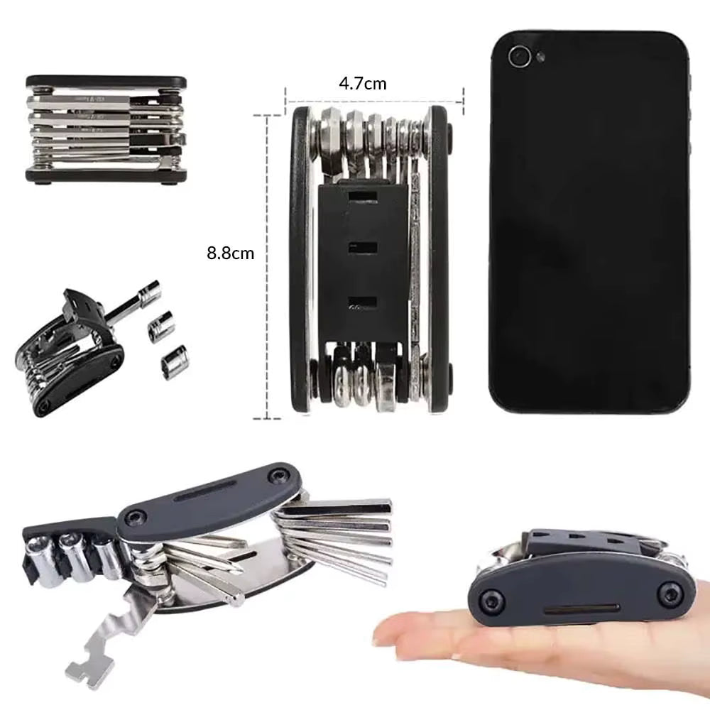 16 in 1 Portable Bicycle Repair Tools Kit Hex Wrench Nut Tire Screwdriver