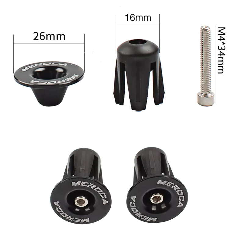 Bike Handlebar End Plugs Aluminum Alloy Handle Bar End Cap (BLACK)