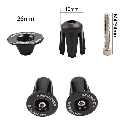 Bike Handlebar End Plugs Aluminum Alloy Handle Bar End Cap (BLACK)