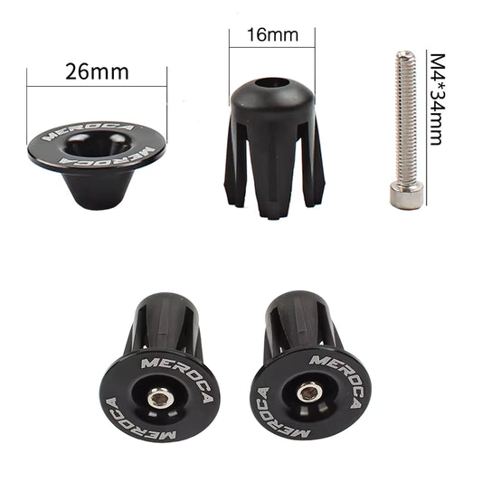 Bike Handlebar End Plugs Aluminum Alloy Handle Bar End Cap (BLACK)